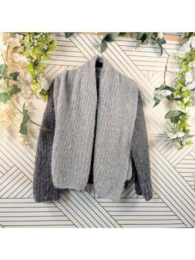 Simply Natural Womens Gray Open Front Alpaca Sweater Cardigan Shawl One Size